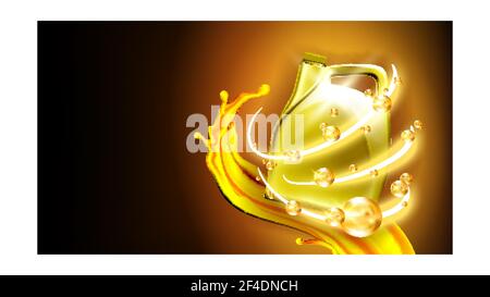 Engine Synthetic Oil Advertising Banner Vector Illustration Stock Vector