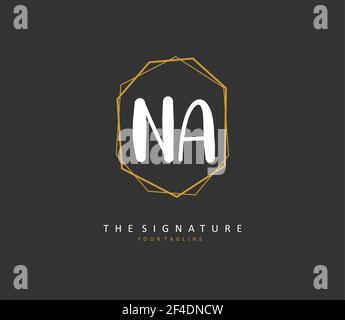 N A NA Initial letter handwriting and signature logo. A concept handwriting initial logo with template element. Stock Vector