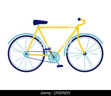 Bicycle vector illustration in flat style. Yellow Bicycle isolated on white background. Vector illustration. Stock Vector