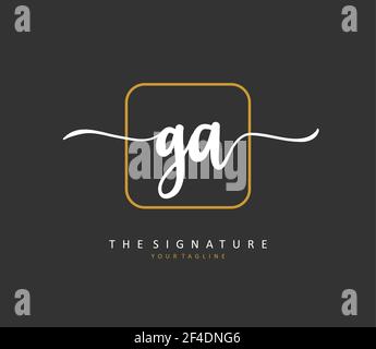 G A GA Initial letter handwriting and signature logo. A concept handwriting initial logo with template element. Stock Vector