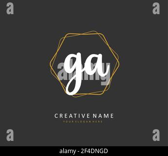 G A GA Initial letter handwriting and signature logo. A concept handwriting initial logo with template element. Stock Vector