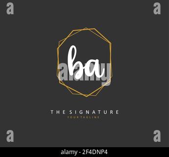 B A BA Initial letter handwriting and signature logo. A concept handwriting initial logo with template element. Stock Vector