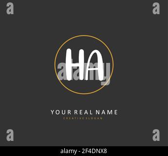 H A HA Initial letter handwriting and signature logo. A concept handwriting initial logo with template element. Stock Vector
