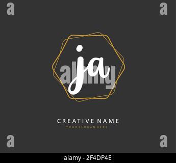 J A JA Initial letter handwriting and signature logo. A concept handwriting initial logo with template element. Stock Vector