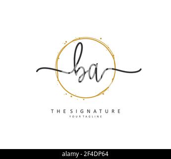 B A BA Initial letter handwriting and signature logo. A concept handwriting initial logo with template element. Stock Vector