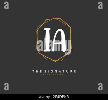 I A IA Initial letter handwriting and signature logo. A concept handwriting initial logo with template element. Stock Vector