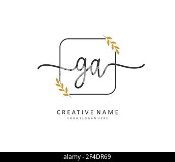 G A GA Initial letter handwriting and signature logo. A concept handwriting initial logo with template element. Stock Vector