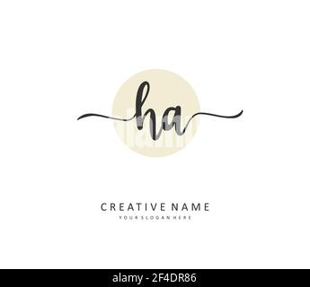 H A HA Initial letter handwriting and signature logo. A concept handwriting initial logo with template element. Stock Vector