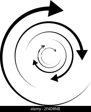 Rotating arrows. Concentric, radial, and circular arrow element. Cycle-cyclical cursor, pointer icon – Stock vector illustration, Graphics clip art Stock Vector