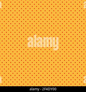 Popart, comic yellow and red dotted, circles seamlessly repeatable geometric pattern. Pointillist, pointillism and stipple, stippling retro art illust Stock Vector