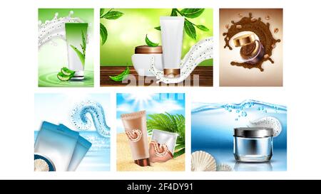 Scrub Cosmetics Creative Promo Posters Set Vector Stock Vector