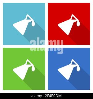 Chemistry icon set, flat design vector illustration in eps 10 for webdesign and mobile applications in four color options Stock Vector