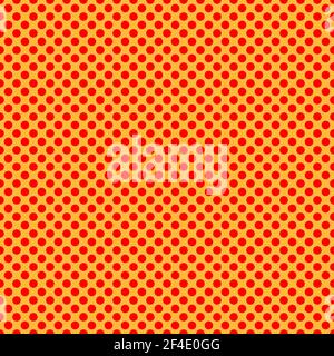 Popart, comic yellow and red dotted, circles seamlessly repeatable geometric pattern. Pointillist, pointillism and stipple, stippling retro art illust Stock Vector