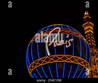 The Light of The Paris Casino, Las Vegas, Nevada, USA Stock Photo