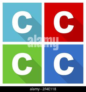 Copyright icon set, flat design vector illustration in eps 10 for webdesign and mobile applications in four color options Stock Vector