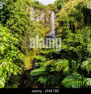 Wailua Falls on The Hana Highway, Maui, Hawaii, USA Stock Photo