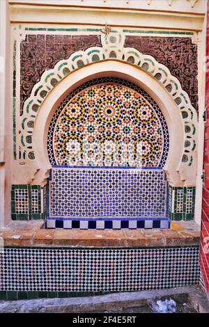 Mosaic Fountain in the Medina, Morocco Stock Photo