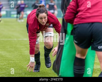 London, UK. 20th Mar, 2021. Sonia Green (#20 Saracens Women) during warm up for the Allianz Premier 15s game between Saracens Women and Exeter Chiefs Women at StoneX Stadium in London, England. Credit: SPP Sport Press Photo. /Alamy Live News Stock Photo