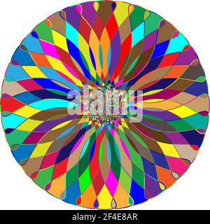 Colorful, spectrum colored abstract mandala, motif icon. Abstract circular, multicolor design element – Stock vector illustration, Graphics clip art Stock Vector