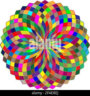 Colorful, spectrum colored abstract mandala, motif icon. Abstract circular, multicolor design element – Stock vector illustration, Graphics clip art Stock Vector
