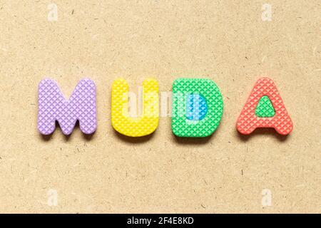 Muda Letters Alphabet letter with word muda in black line hand drawing as bubble ...