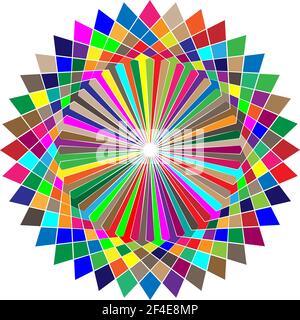 Colorful, spectrum colored abstract mandala, motif icon. Abstract circular, multicolor design element – Stock vector illustration, Graphics clip art Stock Vector