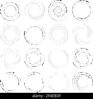 Random circles, dotted, dots spiral swirl twirl element. Polka dots, stipple-stippling cochlear and volute, helix design element – Stock vector illust Stock Vector