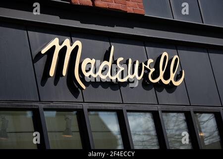 Washington, USA. 14th Mar, 2021. A Madewell logo on a storefront in Washington, DC, on Sunday, March 14, 2021, amid the coronavirus pandemic. (Graeme Sloan/Sipa USA) Credit: Sipa USA/Alamy Live News Stock Photo