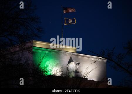 Washington, USA. 14th Mar, 2021. The U.S. Federal Reserve building, in Washington, DC, on Sunday, March 14, 2021, amid the coronavirus pandemic. (Graeme Sloan/Sipa USA) Credit: Sipa USA/Alamy Live News Stock Photo