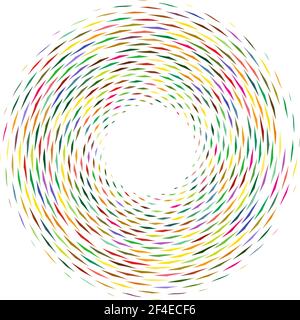 Spiral effect of dashed circular, concentric, and radial lines. Abstract geometric mandala, motif, icon – Stock vector illustration, Clip art graphics Stock Vector