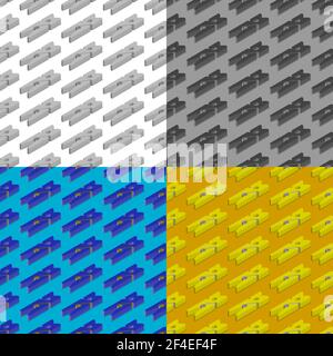 set of seamless patterns with realistic lying clothespins. Care and washing of clothes. Ornament for decoration and printing on fabric. Design element Stock Vector