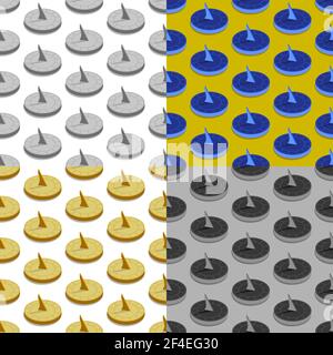 set of seamless patterns with sundial. Tool for measuring time. Ornament for decoration and printing on fabric. Design element. Vector Stock Vector