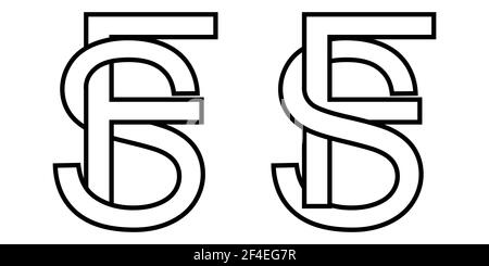 Logo sign fs and sf icon sign interlaced letters s, F vector logo sf, fs first capital letters pattern alphabet s f Stock Vector