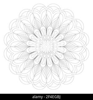 Mandala line vector. A symmetrical round monochrome ornament. Coloring Stock Vector