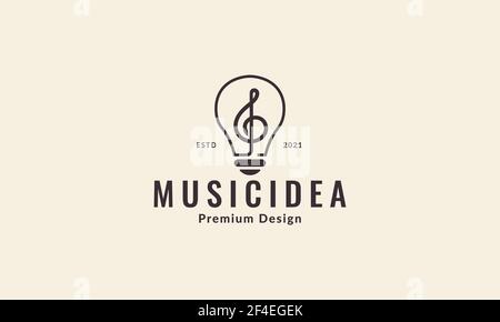musical notes with lamp ideas logo vector symbol icon design illustration Stock Vector