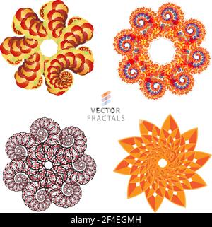 Vector colorful fractal flower creative design collection Stock Vector