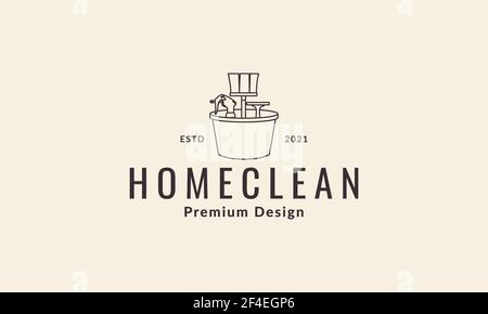 cleaning tools set lines logo vector symbol icon design illustration Stock Vector