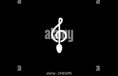 musical note with spoon restaurant logo vector symbol icon design illustration Stock Vector