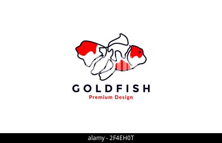 lines art abstract colorful red goldfish logo vector symbol icon design illustration Stock Vector