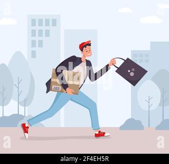 The courier delivers the order Stock Vector