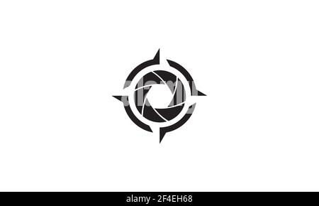 arrow compass with shutter camera logo vector symbol icon design illustration Stock Vector