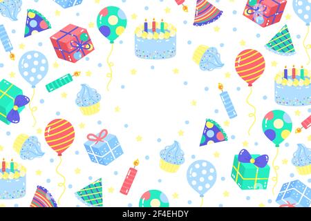 Hand drawn birthday background Vector illustration. Stock Vector
