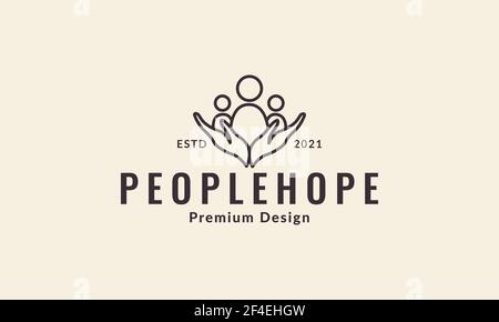 line hand pray with community charity logo vector symbol icon design illustration Stock Vector