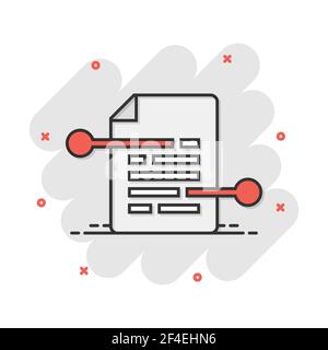 Vector cartoon document paper icon in comic style. Terms sheet concept illustration pictogram. Document analytics business splash effect concept. Stock Vector