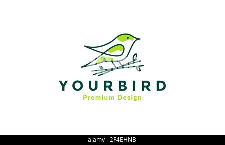 line art abstract green little bird cute logo vector symbol icon design illustration Stock Vector