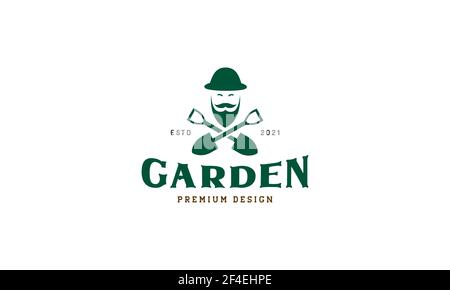 cross shovel agriculture vintage logo vector symbol icon design illustration Stock Vector