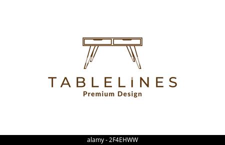 minimalist table modern lines interior furniture logo vector symbol icon design illustration Stock Vector