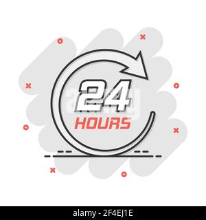 Comicstyle Timer Icon With 1 Hour Countdown Work Sign Design