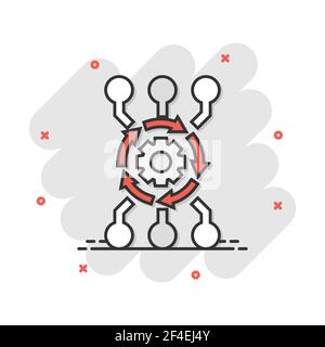 Api technology icon in comic style. Algorithm cartoon vector ...