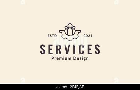 lines gear with community group logo vector symbol icon design illustration Stock Vector
